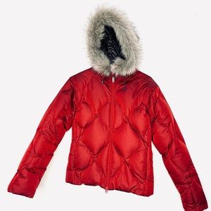 Salomon Winter Jacket Down Filling Faux
Fur Collar Hooded Puffer Zipper M